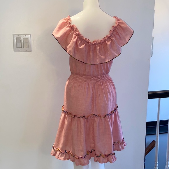 NEW** 70s Vintage Pink & Rainbow Ruffle Dress - Picture 11 of 14
